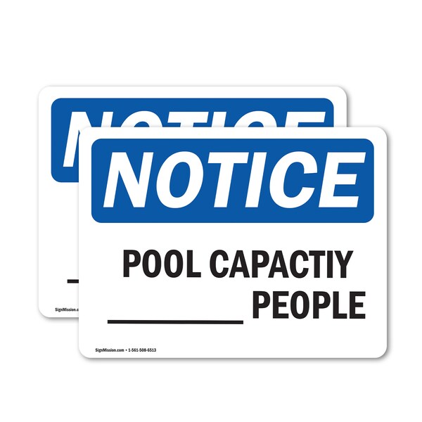 Signmission Pool Capacity _ People, 5 in W x Rectangle, Vinyl Decal OS-2PACK-NS-D-35-L-17675 - main